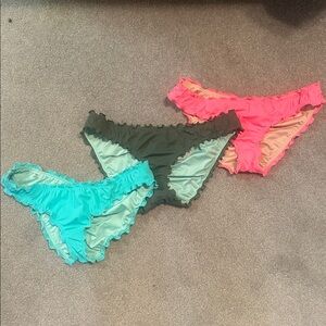 Victoria's Secret Ruffled Bikini bottoms bundle